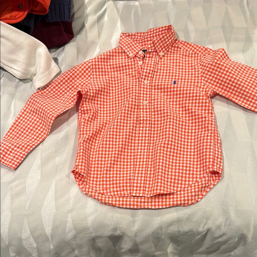 Ralph Lauren Kids Orange Plaid Button Down Shirt
